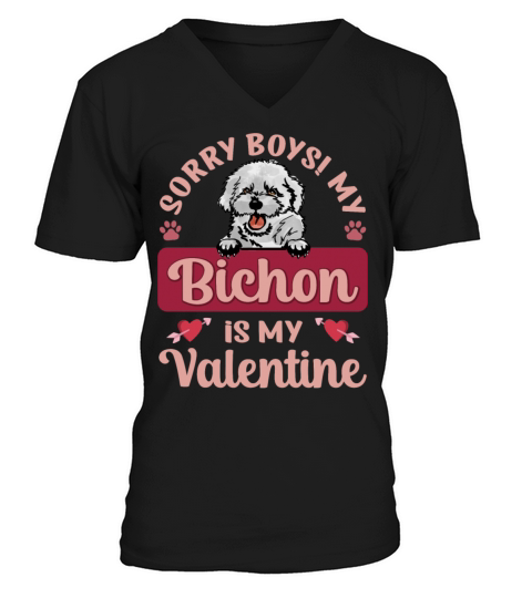 Sorry Boys My Bichon Is My Valentine V-Neck T-shirt