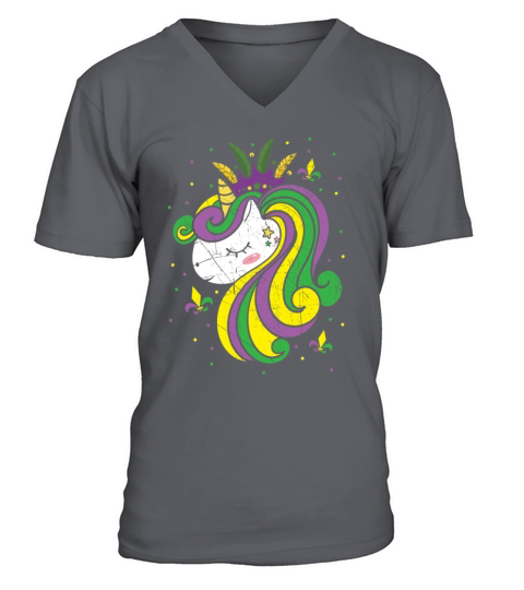 Unicorn Lover Mardi Gras New Orleans Louisiana V-Neck T-shirt