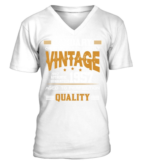 Vintage Aged To Perfection January 1957 V-Neck T-shirt