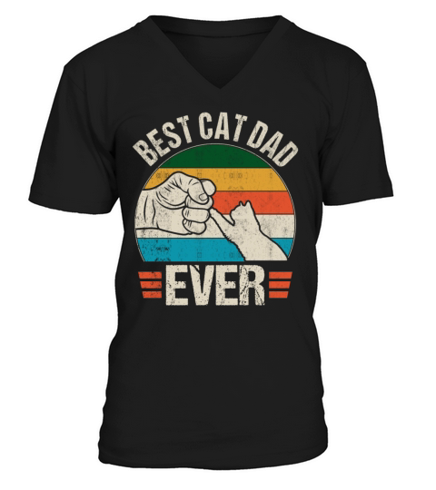Vintage Best Cat Dad Ever V-Neck T-shirt