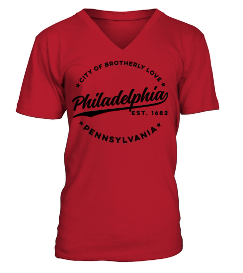 Vintage Philadelphia City Of Brotherly Love Black V-Neck T-shirt