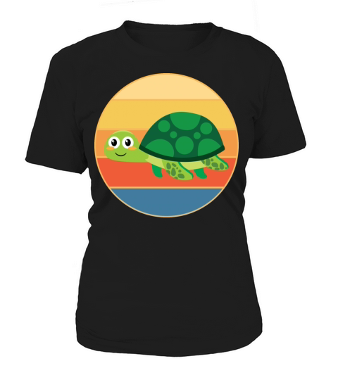 Cute Turtle Vintage Retro Sunset Marine Animal Women's T-Shirt