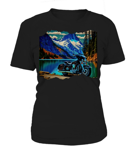 Vintage Motorcycle Biker With Lake Women's T-Shirt