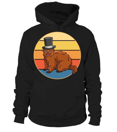 Cute Groundhog Retro Sunset Vintage Animal Lover Hoodie Unisex