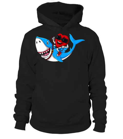 heart riding shark valentines day funny boy Hoodie Unisex