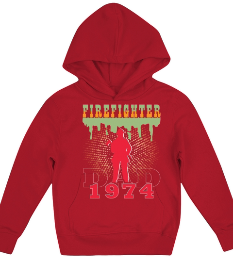 1974 vintage fireman birthday firefighter Kids Hoodie