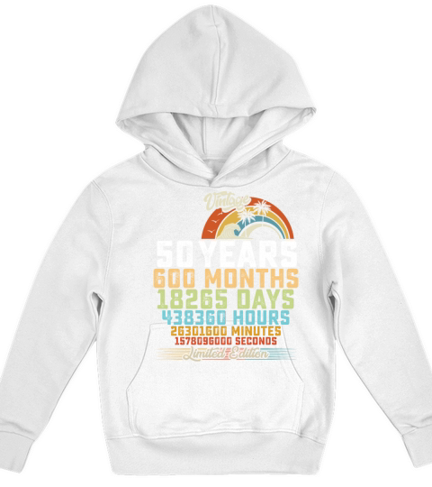 50th Birthday 50 Years Hours Month Vintage Kids Hoodie