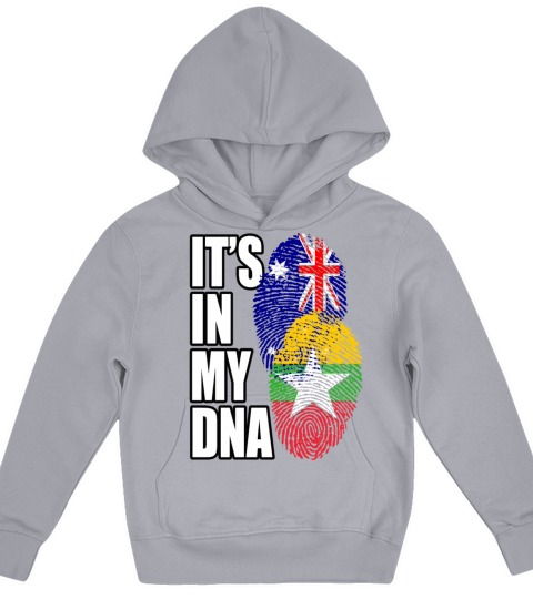 Burmese And Australian Mix Heritage DNA Flag Kids Hoodie