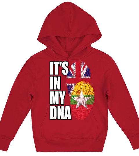 Burmese And British Mix Heritage DNA Flag Kids Hoodie