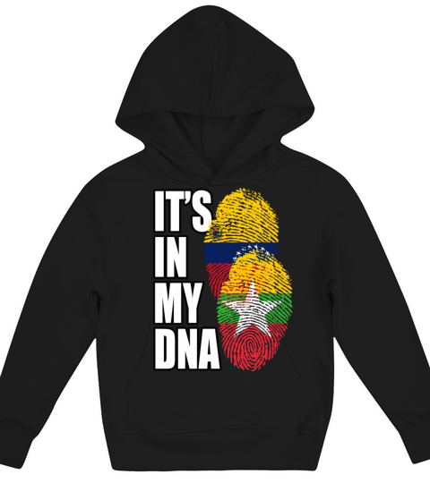 Burmese And Venezuelan Mix Heritage DNA Flag Kids Hoodie