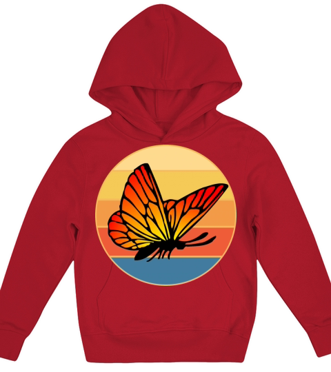 Cute Butterfly Retro Sunset Vintage Animal Insect Kids Hoodie