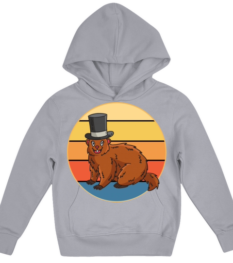 Cute Groundhog Retro Sunset Vintage Animal Lover Kids Hoodie