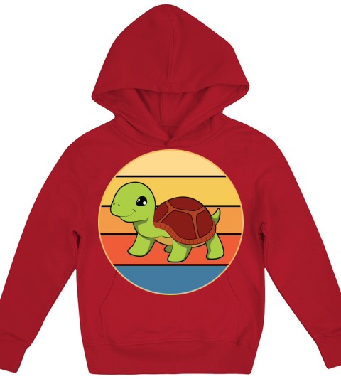 Cute Turtle Vintage Retro Sunset Marine Animal Kids Hoodie