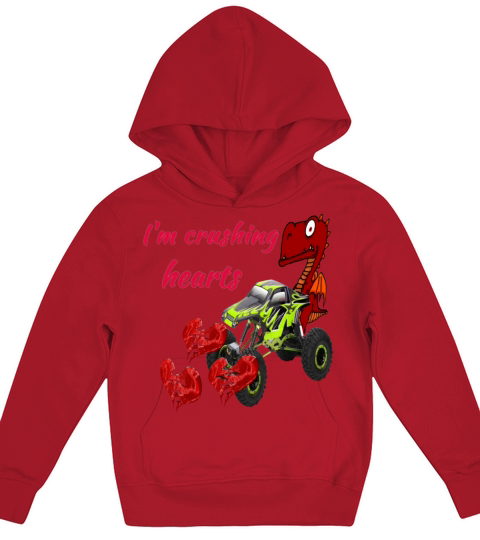 kids i crush hearts truck boys valentines day Kids Hoodie