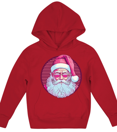 Merry Christmas Retro vintage pink santa claus Kids Hoodie