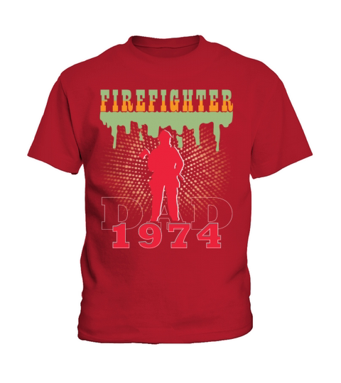 1974 vintage fireman birthday firefighter Kids T-Shirt