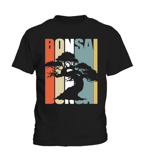 Bonsai Tree Vintage Retro Colorful Japanese Garden Kids T-Shirt