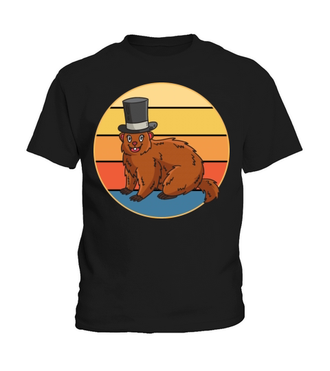 Cute Groundhog Retro Sunset Vintage Animal Lover Kids T-Shirt