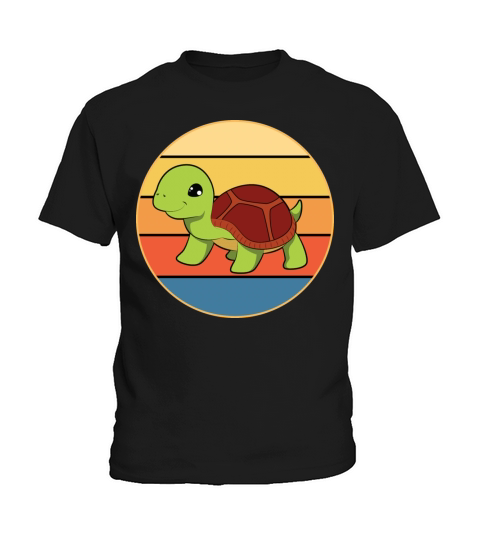 Cute Turtle Vintage Retro Sunset Marine Animal Kids T-Shirt
