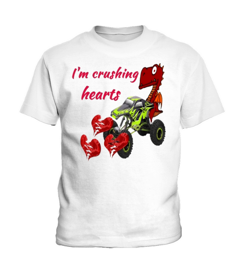 kids i crush hearts truck boys valentines day Kids T-Shirt