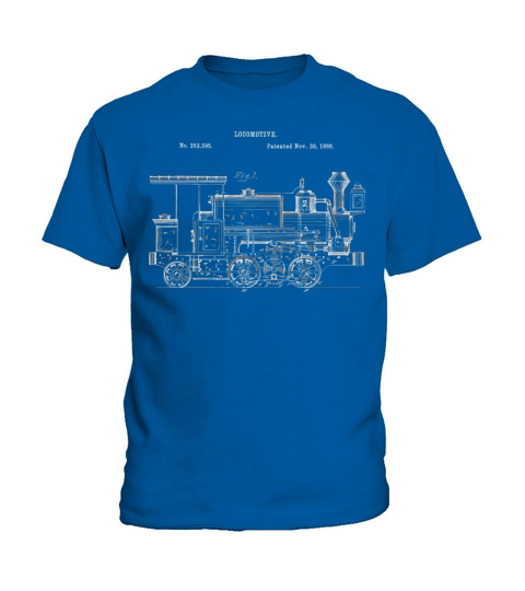 Vintage Train 1886 Locomotive Blueprint Kids T-Shirt