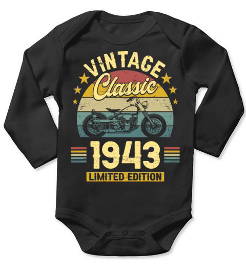 1943 80 Years Old Vintage 80th Birthday Long Sleeve Baby One-Piece
