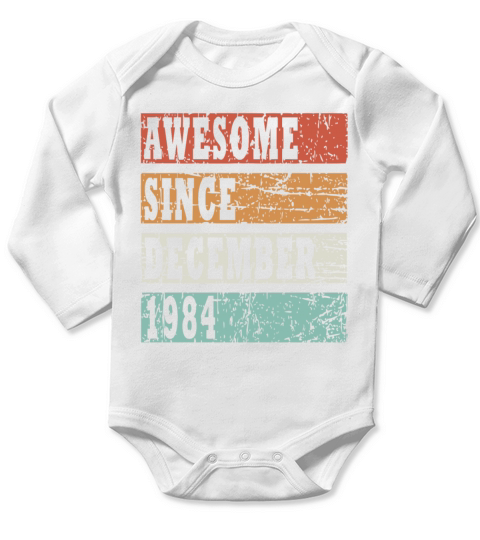 1984 Born In December Retro Gift Idea Long Sleeve Baby One-Piece