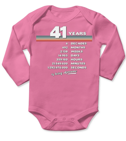 41st Birthday Vintage 41 Years Old Retro 492 Long Sleeve Baby One-Piece