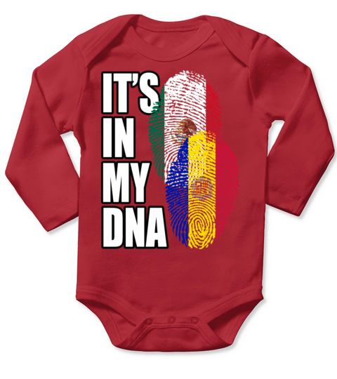 Andorran And Mexican Mix Heritage DNA Flag Long Sleeve Baby One-Piece