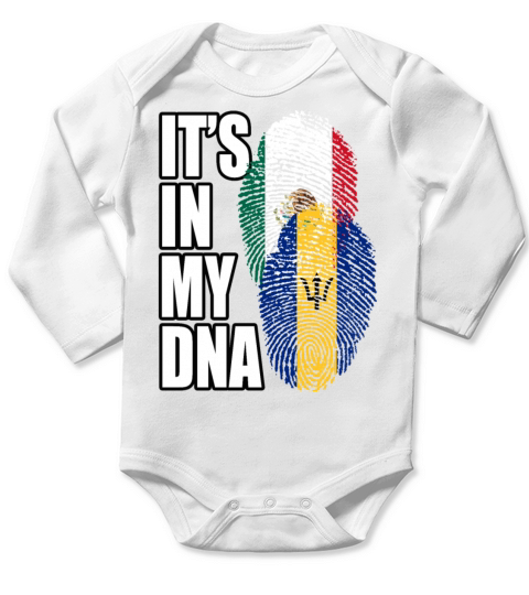 Barbadian And Mexican Mix Heritage DNA Flag Long Sleeve Baby One-Piece