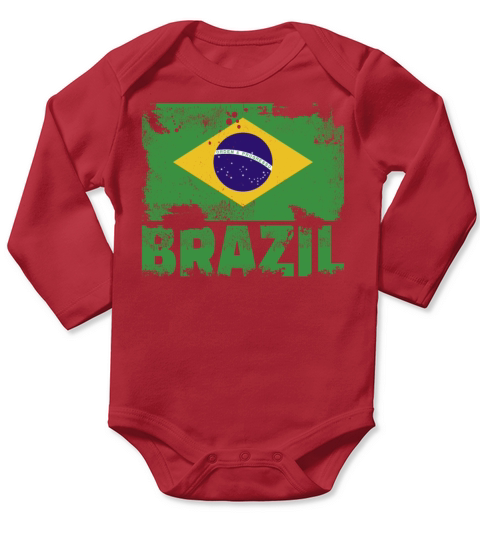 Brazil Flag Vintage Distressed Brazilian Grunge Tr Long Sleeve Baby One-Piece
