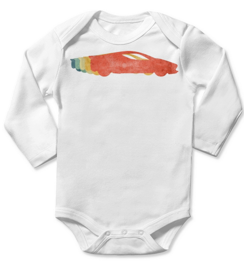 Car Sportscar Retro Vintage Color Long Sleeve Baby One-Piece
