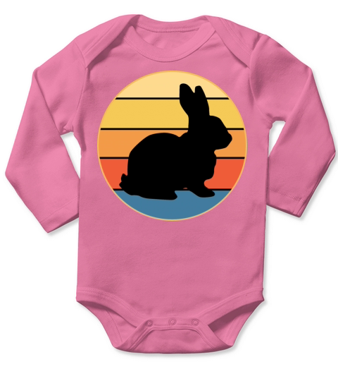 Cute Rabbit Bunny Retro Sunset Vintage Animal Pet Long Sleeve Baby One-Piece