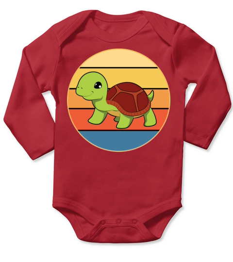 Cute Turtle Vintage Retro Sunset Marine Animal Long Sleeve Baby One-Piece