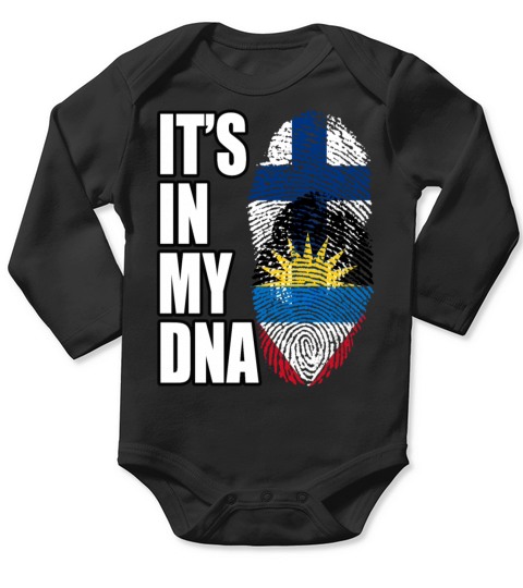 Finland And Antiguan Mix Heritage DNA Flag Long Sleeve Baby One-Piece