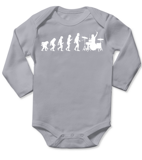 Funny Drummer Retro Vintage Evolution Of Man Long Sleeve Baby One-Piece