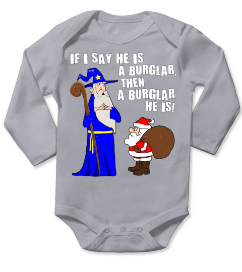 Merry Christmas He Is A Burglar Funny Santa Claus Christmas Nerd Long Sleeve Baby One-Piece