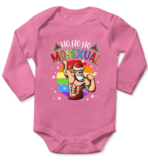 Ho Ho Ho Mosexual Gay Santa LGBT Pun Gay Christmas Long Sleeve Baby One-Piece