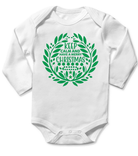 Keep Calm and Have a Merry Christmas Long Sleeve Baby One-Piece