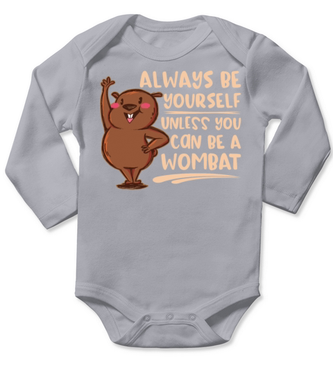 Native Australian Animal Lovers Cute Wombat Long Sleeve Baby One-Piece