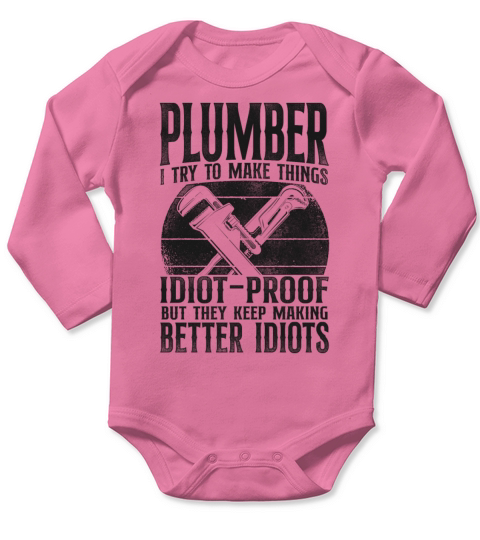 Plumbing Plumber Vintage Retro Long Sleeve Baby One-Piece