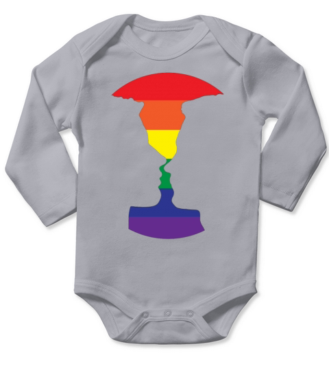 Rainbow Love - Silhouette of Two People Long Sleeve Baby One-Piece