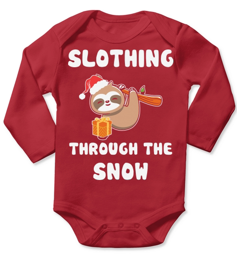 Slothing Through The Snow Christmas Long Sleeve Baby One-Piece