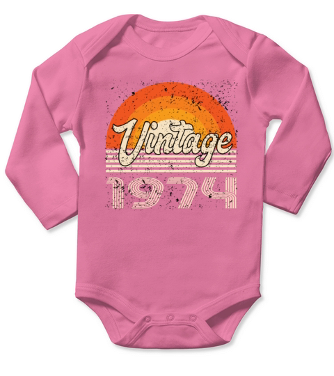 Vintage 1974 Birthday Retro Long Sleeve Baby One-Piece