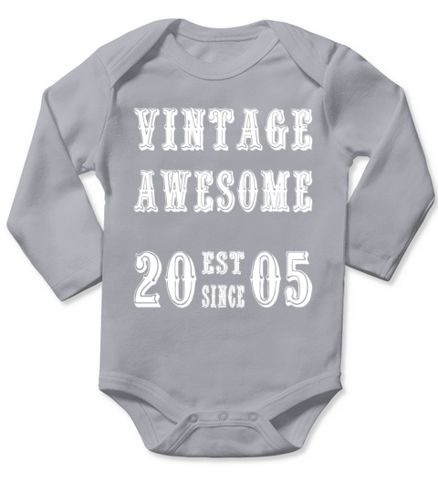 Vintage Awesome Est Since 2005 Birthday Long Sleeve Baby One-Piece