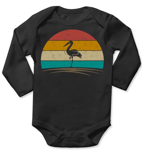 Vintage Heron Bird Retro Distressed Heron Lover Me Long Sleeve Baby One-Piece