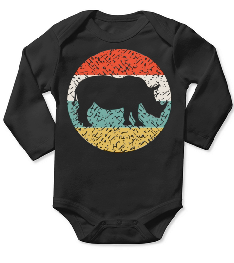 Vintage Rhino Grunge Long Sleeve Baby One-Piece