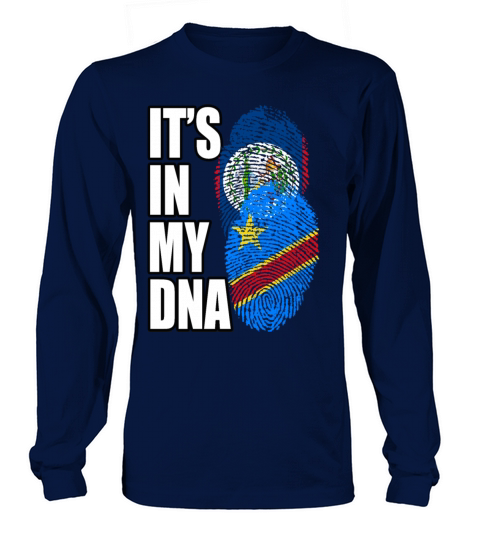Belizean And Congolese Mix Heritage DNA Flag Long sleeved Unisex
