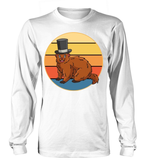 Cute Groundhog Retro Sunset Vintage Animal Lover Long sleeved Unisex
