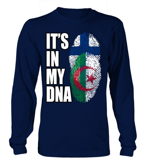 Finland And Algerian Mix Heritage DNA Flag Long sleeved Unisex